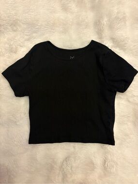 PacSun Black Ribbed Short Sleeve Crop Top